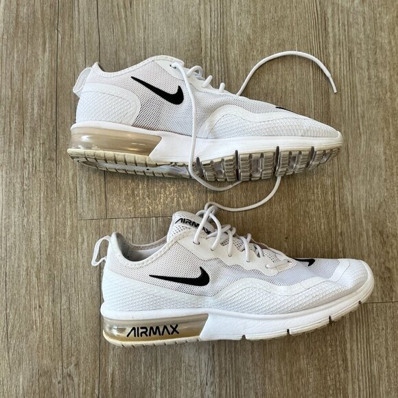Women Nike Air Max Sequent 4.5 White Black Sneakers BQ8824-100 - 10 - Picture 2 of 10
